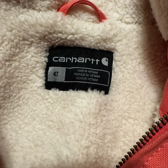 Carhartt Cream Sherpa-Lined Jacket with Coral Trim - Picture 2 of 5